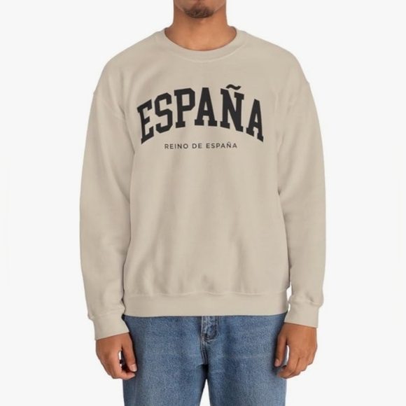 Spain Adult Unisex Crewneck Sweatshirt In Sand Size S. - Picture 11 of 12